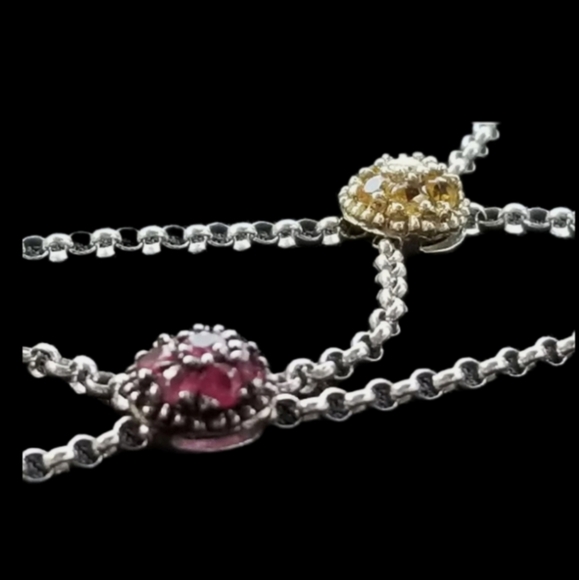 18k Gold Sapphire Diamond Tsavorite Ruby Necklace - Picture 11 of 12